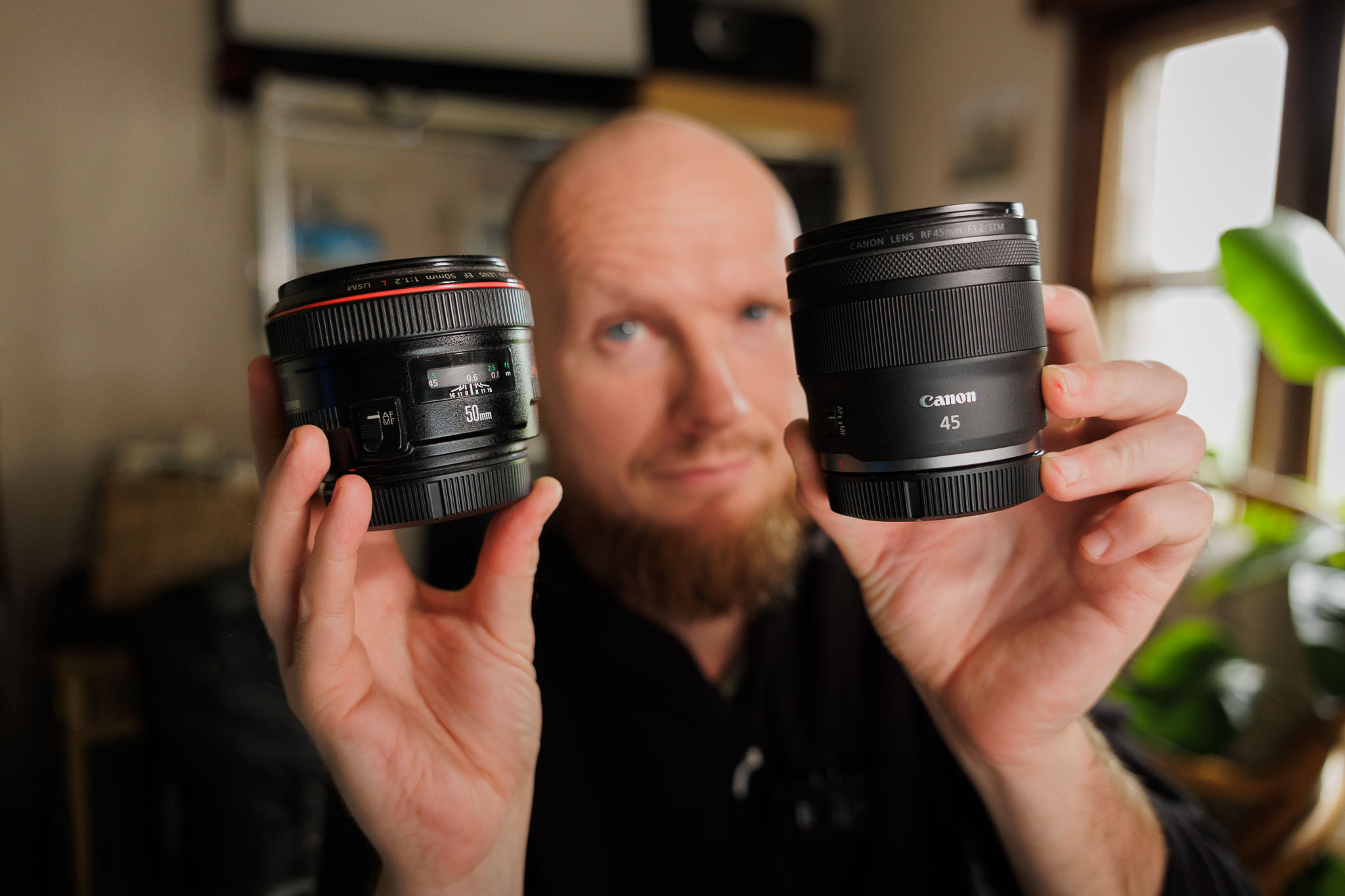 Canon EF 50mm f1.2L of RF 45mm f1.2